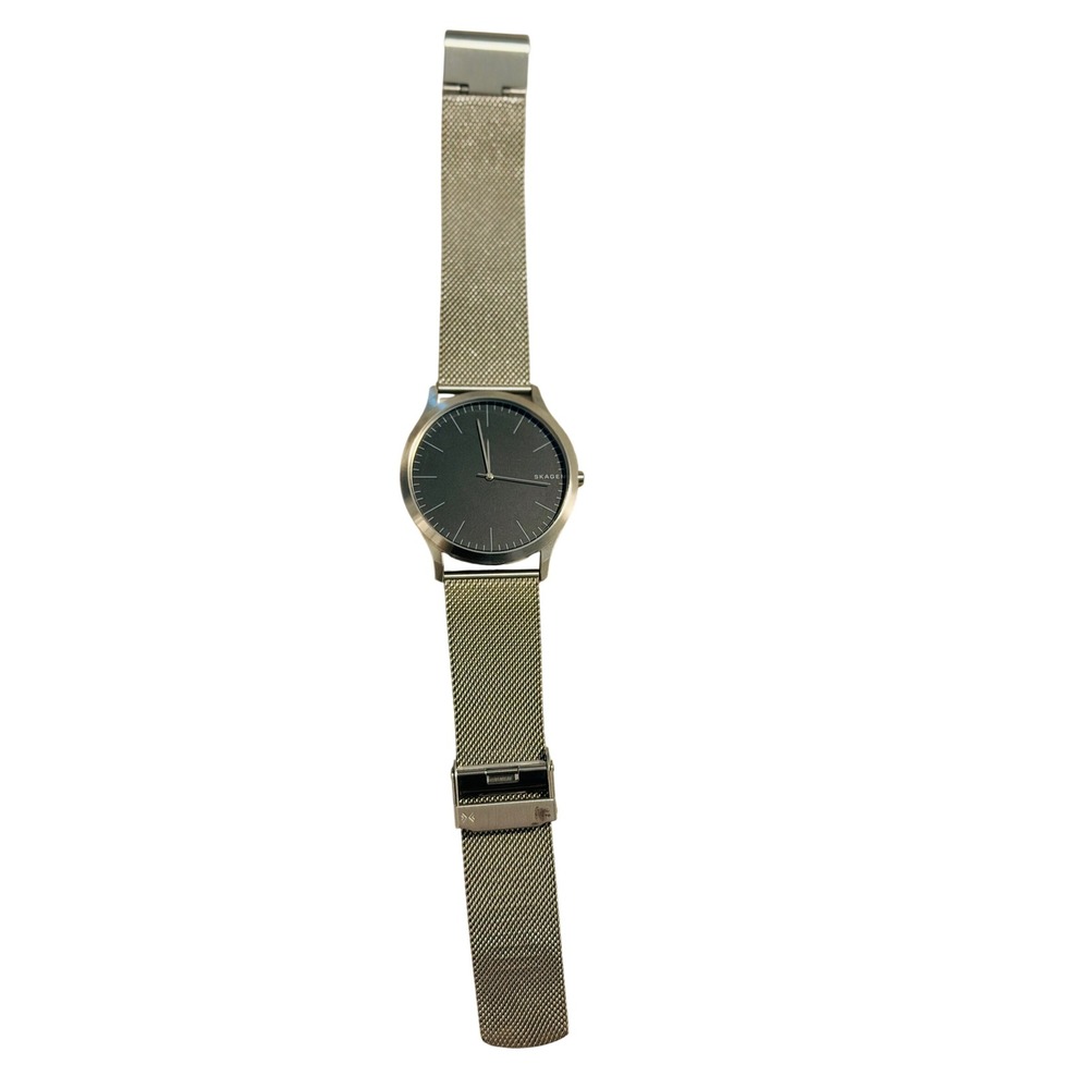 Skagen Jorn Mens Watch Silver Stainless Steel Mesh Band Black Dial SKW6334
